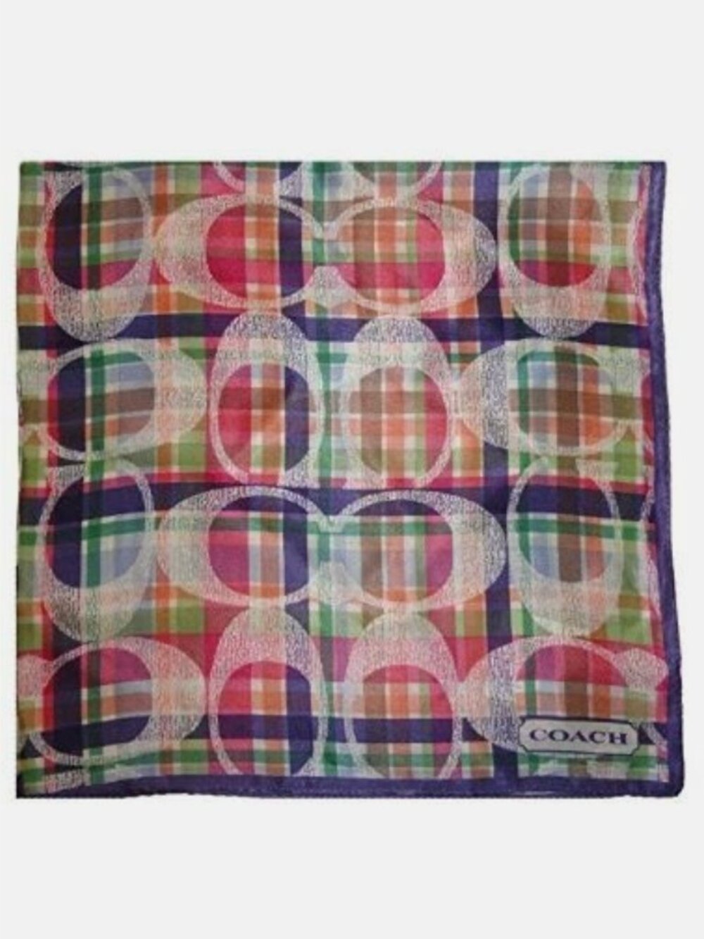 Coach Daisy Madras Lightweight Scarf 26x26 Women’s Neck Head Wrap F83511 - Picture 7 of 10